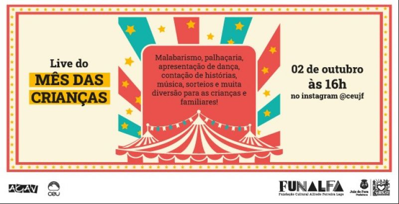 Live com temática de circo abre programação do Mês da Criança na Praça CEU